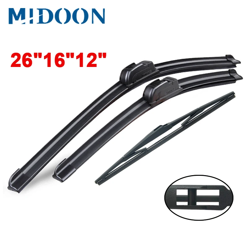 MIDOON Wiper Front& Rear Wiper Blades Set For Mazda 5 Premacy MK2 MK3 MPV 2005- Windshield Windscreen 26"16"12"
