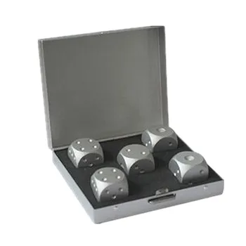 

New Pure Gold Color Dices Aluminium Alloy Dies Heavy Solid Metal Playing Copper Tool Game Camping Poker Dice Set With Case