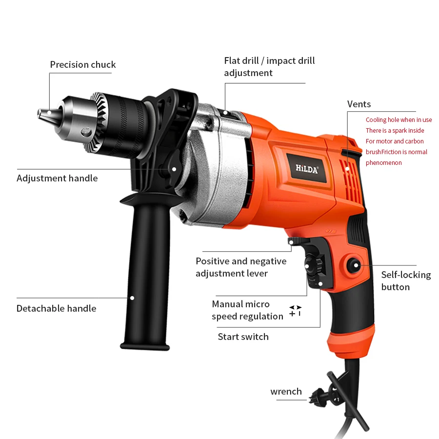 

1set Electric drill Power Tools Multi-function Impact Drill Set Electric Drill Hammer Multifunction new arrivals