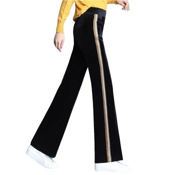 

Plus velvet / no velvet gold velvet wide-leg pants women autumn winter high-waisted micro-trousers pants casual pants JK04