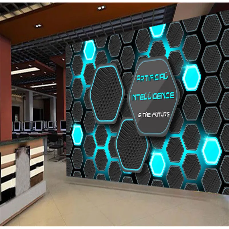3D технология тема Геометрическая настенная бумага для ИТ компании E-sports Hall Интернет-бар KTV стены 3D обои Papel де Parede