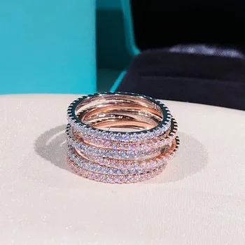 

Original S925 Silver Sterling Diamond Ring for Women Full Drilled White Topaz Bizuteria Anillos Gemstone Jewelry Diamond Rings