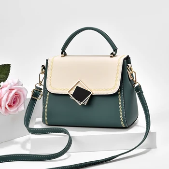 

Fashion Women Small Shoulder Messenger Bag Chain Pu Leather Crossbody Bags Fight Color Lock Design Female Travel Handbags