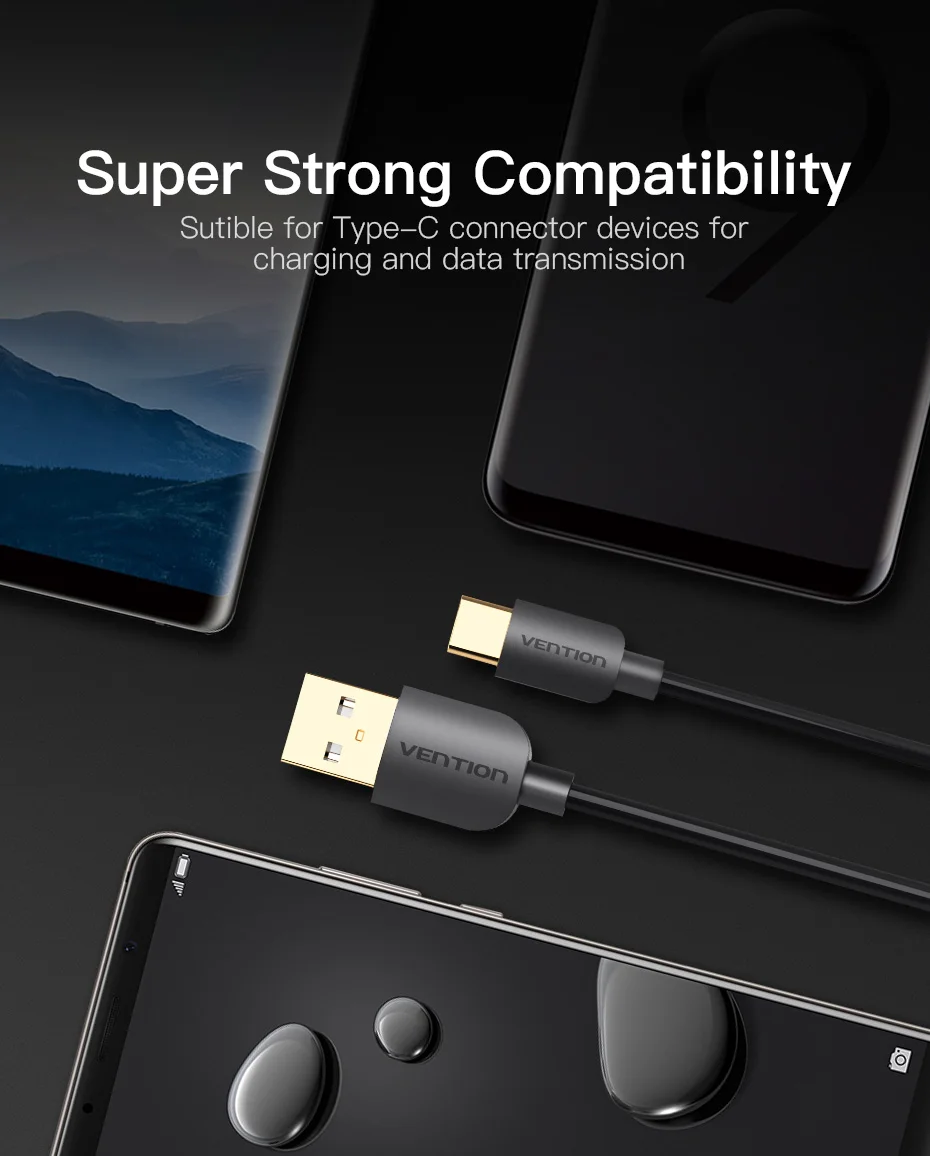 Vention usb type C кабель для samsung S10 huawei P30 Pro Быстрая зарядка type-C мобильный телефон зарядный провод USB C кабель для samsung S9