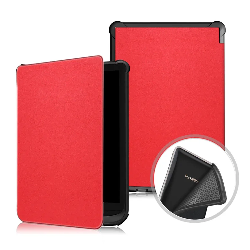 Ультра тонкий чехол для карманной книги 627 616 632 " Smart MagneticFunda Крышка для электронной книги Pocketbook Touch Lux 4/Базовая Lux 2/сенсорный экран HD 3 Чехол - Цвет: Red