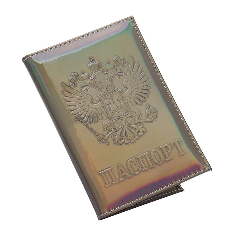 Российский зеркальный мягкий серебристый модный Международный стандартный размер Обложка для паспорта водонепроницаемый твердый кожзаменитель подходит для всех - Цвет: Золотой