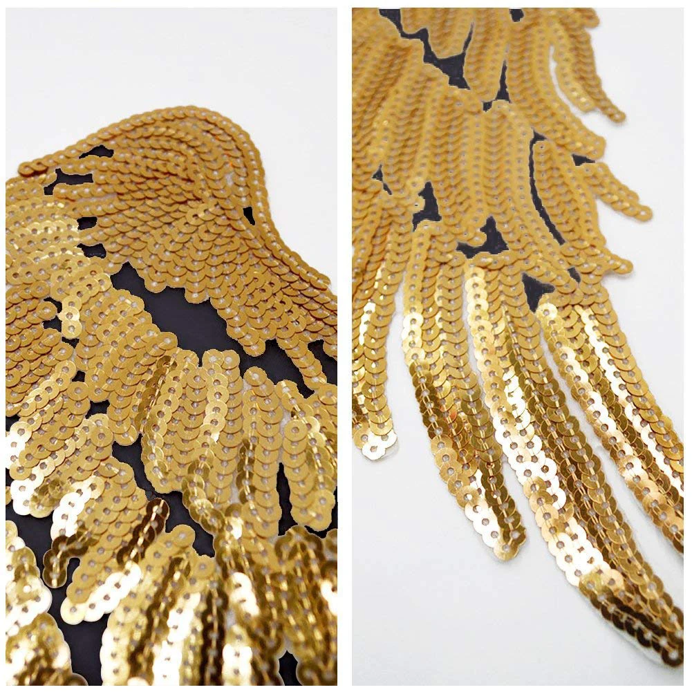 

1 Pair Fashionable DIY Glitter Sequin Wings Cloth Patched Dress Craft Jeans Accessories Sewing Applique Iron On Hat Jackets