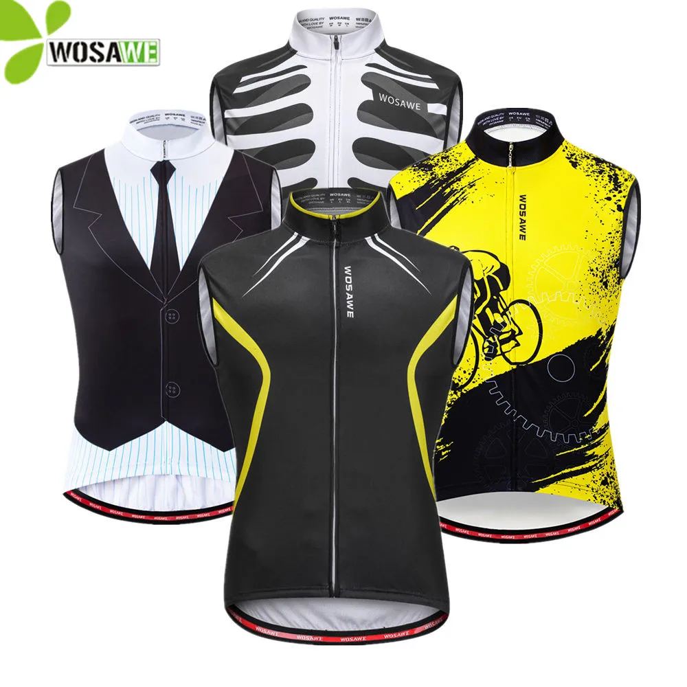 

WOSAWE Sleeveless Jersey Cycling Vest Men Women Downhill Gilet MTB Bike Base Layer Breathable Clothing Bicycle Reflective Vests