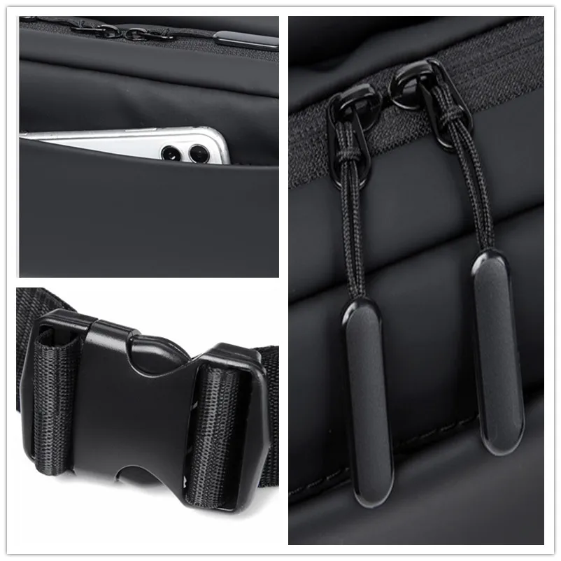 New Waterproof Men's Waist Bag PU High-Capacity Fashion Chest Bag Outdoor Messenger Bag Casual Shoulder Bag Hip Waist Bag