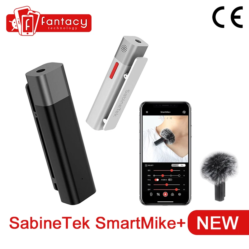 

SABINETEK SmartMike+ Wireless Bluetooth Vlog Radio Microphone Real-time Mic for iPhone Huawei Smartphone Computer Camera Vlogger