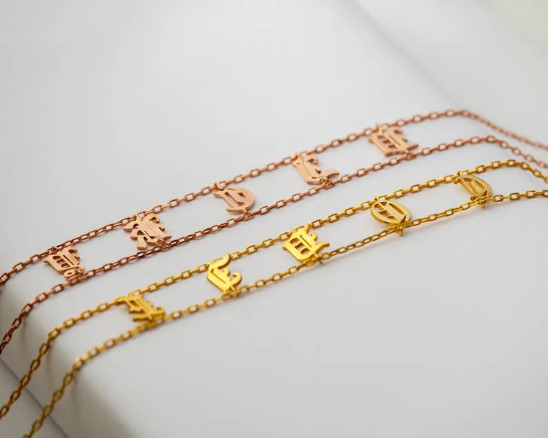 Персонализированные Старый Английский колье имя ожерелья для женщин из нержавеющей стали розовое золото Инициалы буквенные ожерелья BFF дружеский подарок