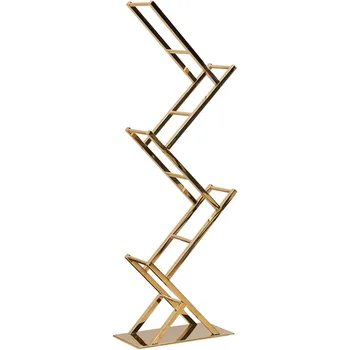 

Storage bookshelves stainless steel luxury design in living room