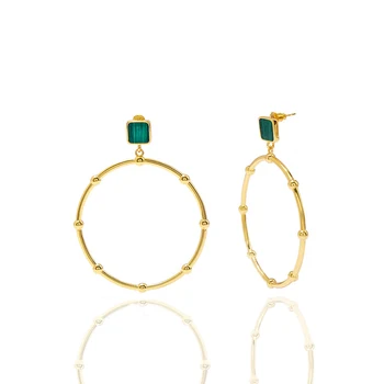 

Top Quality Fashion Big Circle Pendant Earrings Bamboo Festival Style Green White Shell Original Earrings For Women INS Jewelry