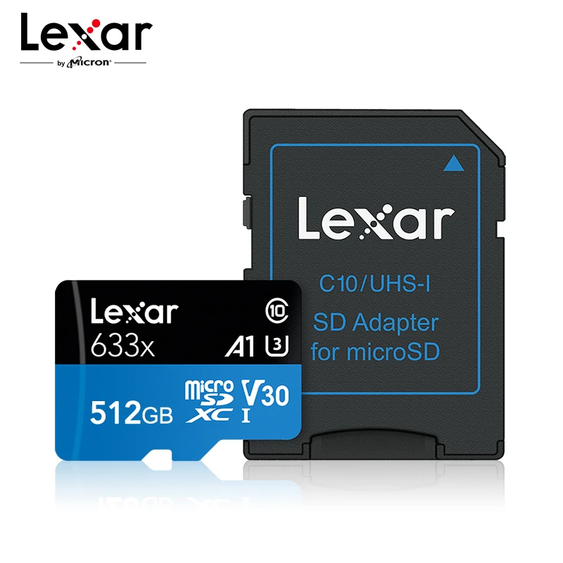 512GB Lexar 633x256 ГБ Micro SD карта 128 Гб карта памяти высокая скорость до 95 м/с 64 Гб класс 10 633x TF карта 32 ГБ флэш-карта для планшета - Емкость: 512GB
