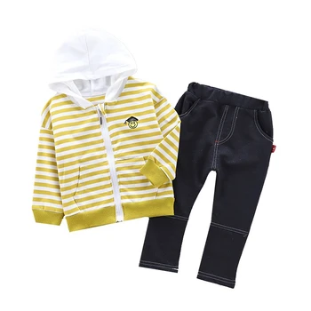 

New Autumn Children Baby Clothes Kid Suit Boys Girls Striped Hooded Jackets Pants 2 Pcs/sets Toddler Clothing Infant Tracksuits