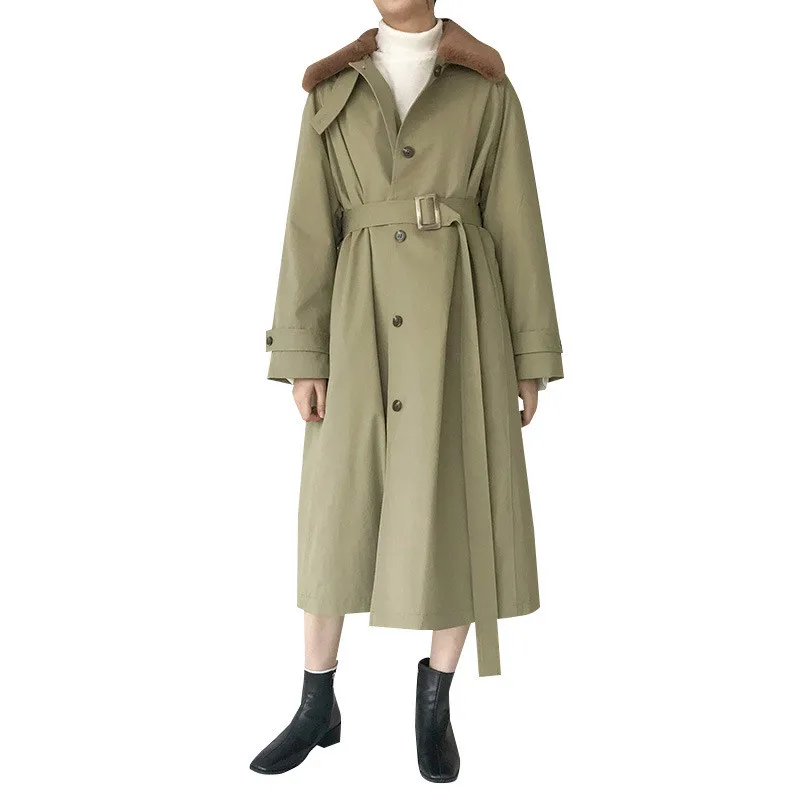 Высококачественная осенне-зимняя женская парка с большим меховым воротником, хлопковое пальто большого размера, Длинная ветровка, стеганая Женская куртка A3048