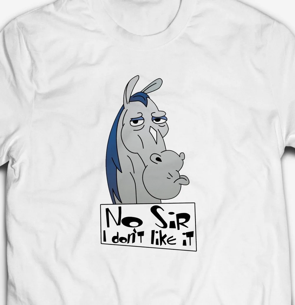 

FUNNY NO SIR I DONT LIKE IT REN AND STIMPY Mens-Fit 100%Cotton Tops Tee T Shirt loose Plus Size T-Shirt