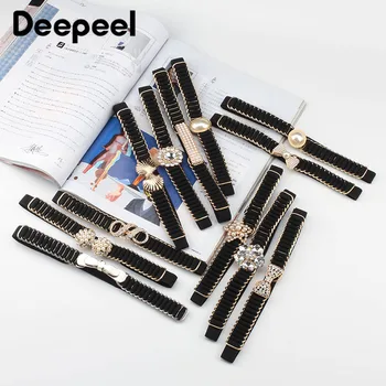 

Deepeel 1pcs 2*60cm Women Black Pearl Elastic Cummerbunds Female Fashion Decorative Waist Corset Dress Shirt Clothing Accessory