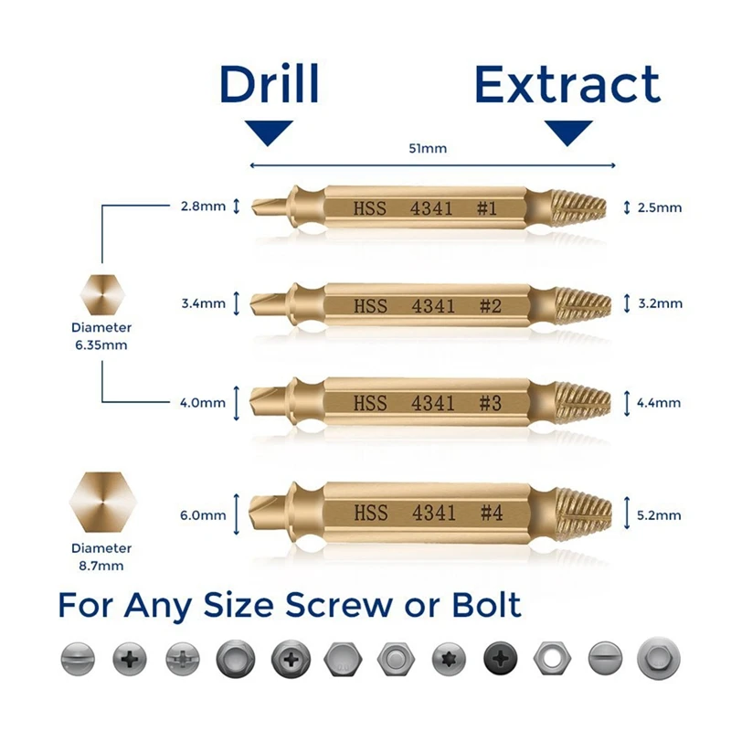 6 шт. отвертка, поврежденный Набор отверток, сломанный болт отвертка, винт Deburrer