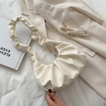 

Simple French underarm bag female summer one-shoulder baguette bag fashion trend soft fold cloud bag