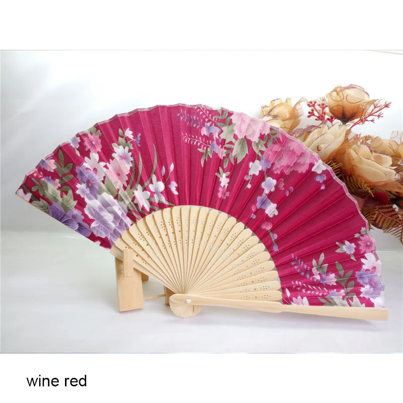 wine red Японский стиль, фестиваль, Декор, китайский бамбук, вентиляторы, Классическая античная Летняя Одежда для танцев, вечеринки, свадьбы, декоративные веера - Цвет: wine red