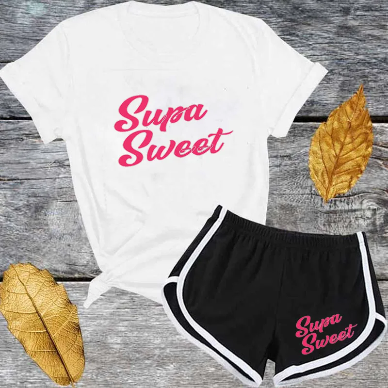 

Cute Pink Sweet Letter 2 Piece Set Tracksuit Women Top And Shorts Summer Casual Outfit Sweat Suits