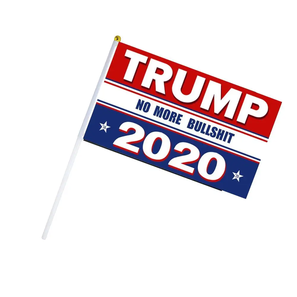 20Pcs Trump Flag 14*21Cm Polyester Flag Hand Flag Banner Hand-cranked Trump Election Flag