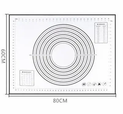 80*60 см антипригарное силиконовые коврик для выпечки многоразовая выпечка коврик для накидывания тесто коврик для замеса приготовления Кондитерская выпечка инструмент - Цвет: black