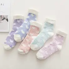 4 пары ярких теплых женских носков милые зимние Kawaii толстые повседневные женские носки пушистые махровые Короткие хлопковые женские носки