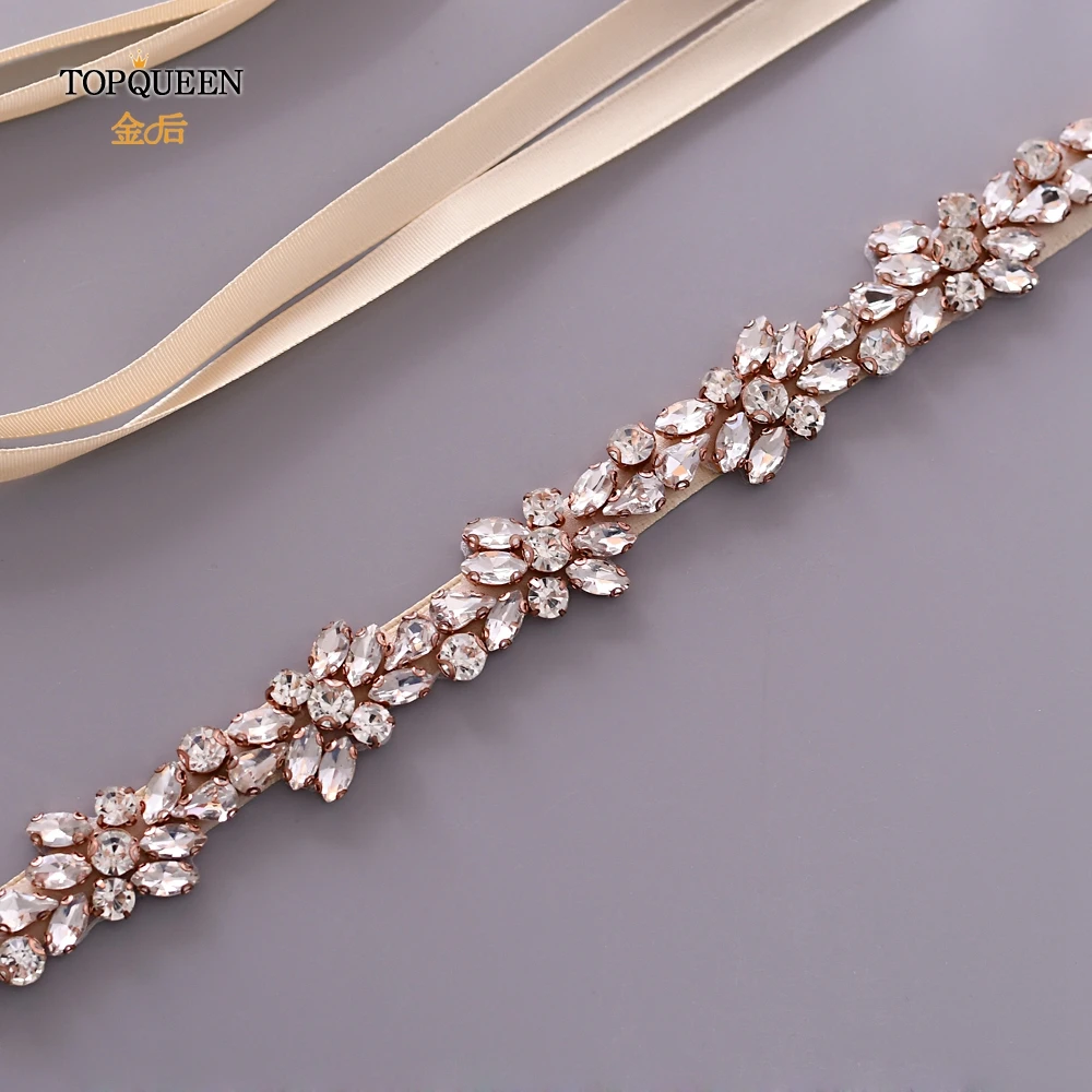 TOPQUEEN, S437-RG, розовое золото, пояс, розовое золото, стразы, модные, кристалл, стразы, для вечеринки, платье, Кристалл, пояс, свадебное украшение