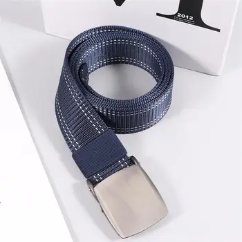 

1Pc Canvas Belt Lightweight Waist Band Plastic Buckle Adjustable Ourdoor Training Waist Webbings(Dark Blue)