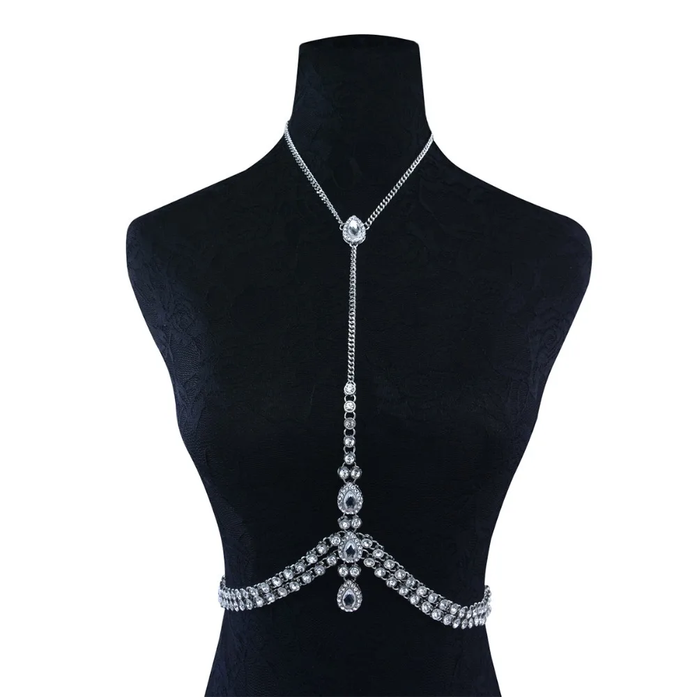 Ingemark двухслойная цепочка на шею в стиле бохо, Ослепительные стразы, пляжные вечерние украшения для тела с кристаллами