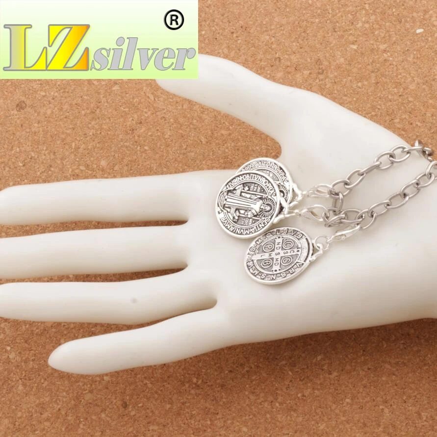 Saint Benedict Medal Cross Lobster Claw Clasp Charm Beads 42x22mm 60pcs Zinc Alloy Jewelry DIY C1643