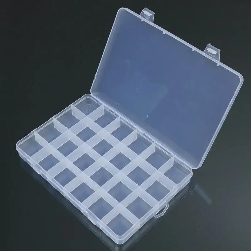 Transparent  plastic 24 compartments storage box jewelry bead storage box craft storage box