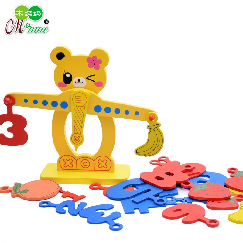 

Children Early Education ENLIGHTEN Balance Teaching Aids Educational Science Game Small Toy Bear Game Fruit with Numbers Balance