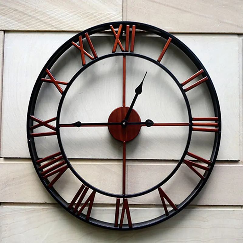 Большие 3D железные декоративные настенные часы большие ретро с римскими | Отзывы и видеообзор -32843110264