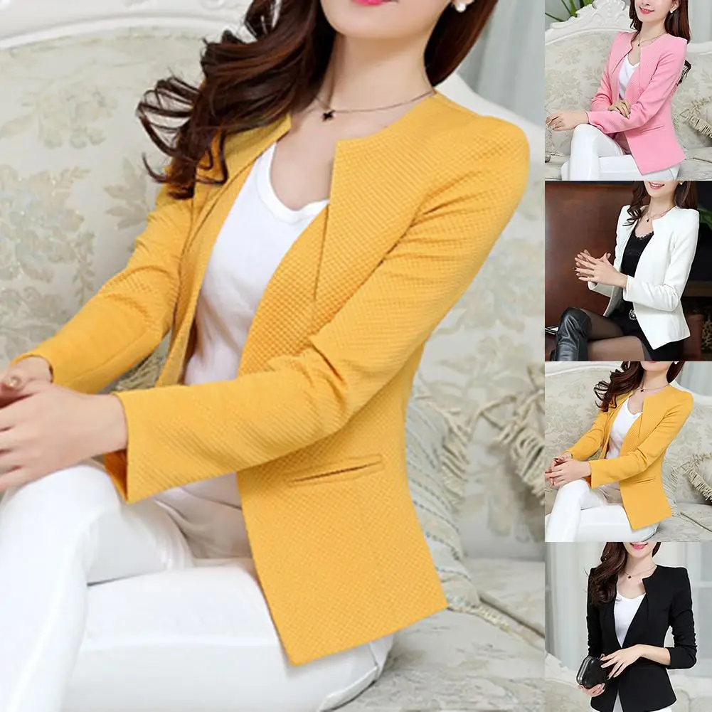 

Spring Women Slim Blazer Coat Plus Size Casual Jacket Long Sleeve One Button Suit Office Lady Blazers Work Wear Top Fashion