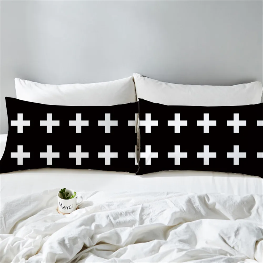 

50X90CM Cross Printed Plus Pillowcases Zipper Pillow Covers Bedding 2 Pcs Rectangle Black Decorative Pillow Cases