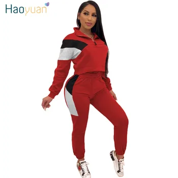 

ZOOEFFBB Two Piece Set Sweat Suits Women Clothes Long Sleeve Crop Top Pant 2 Piece Fall Winter Outfits Matching Sets Tracksuit
