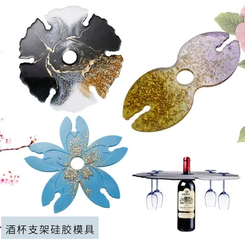 

DIY Crystal Epoxy Resin Mold Wine Glass Holder Cherry Blossom Irregular Coaster Mirror Surface Silicone Mold