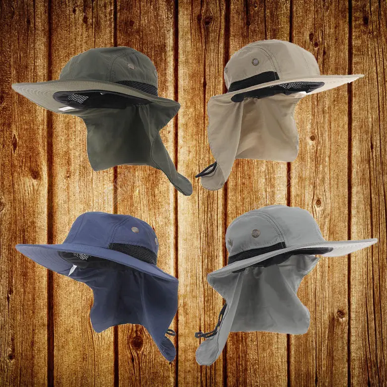 Summer Hot New Function Neck Flap Boonie Hat Fishing Hiking Safari Outdoor Sun Brim Bucket Bush Cap Casual Style