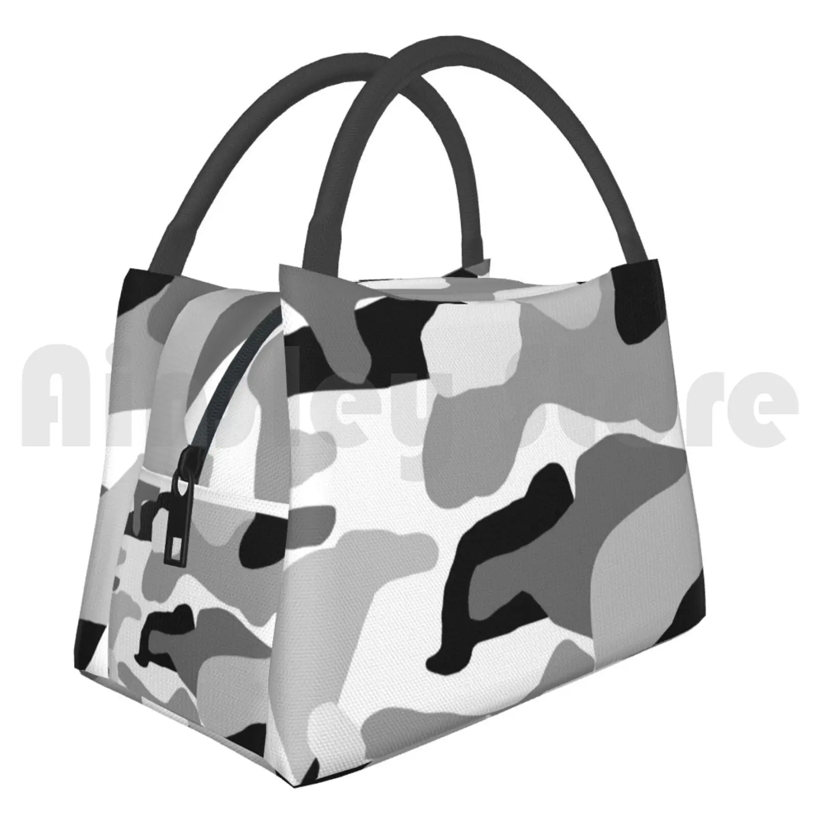 

Cooler Lunch Bag Picnic Bag Black And White Camouflage Print Camo Camouflage Military Chameleon Sergeant Troop