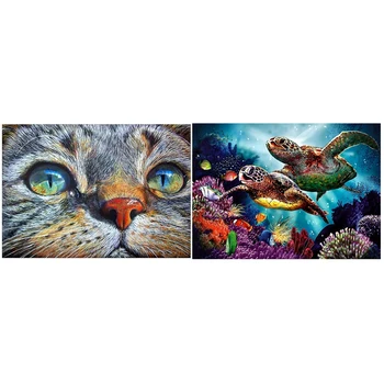 

5D DIY Diamond Painting Cross Stitch Cat Rhinestone & Full Round Drill 5D DIY Diamond Painting "Turtle Family"
