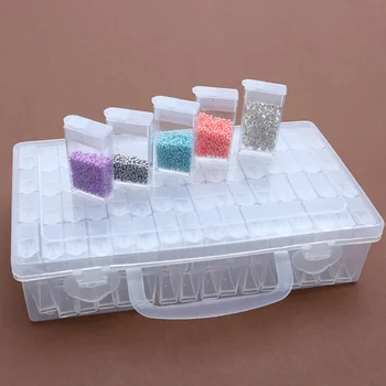 

64 Grids Plastic Transparent Jewelry Storage Box Bead Case Cover Diamond Pearl Display Container Screw Holder Case Bins Gifts