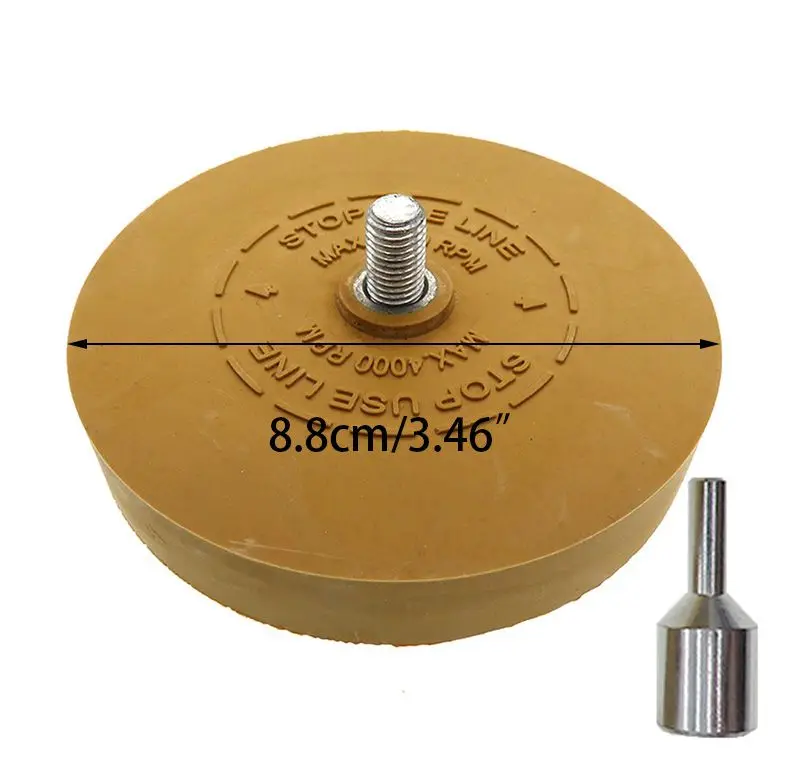 Rubber eraser wheel pad with drill adapter 88mm Polishing Wheel 1/4" Decal Remover For Car Decals Vinyl Stickers Quick Polishi