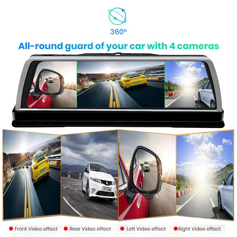 WHEXUNE 4CH камера s объектив 10 &quotAndroid Navi Автомобильная FHD 1080P gps зеркало заднего вида ADAS