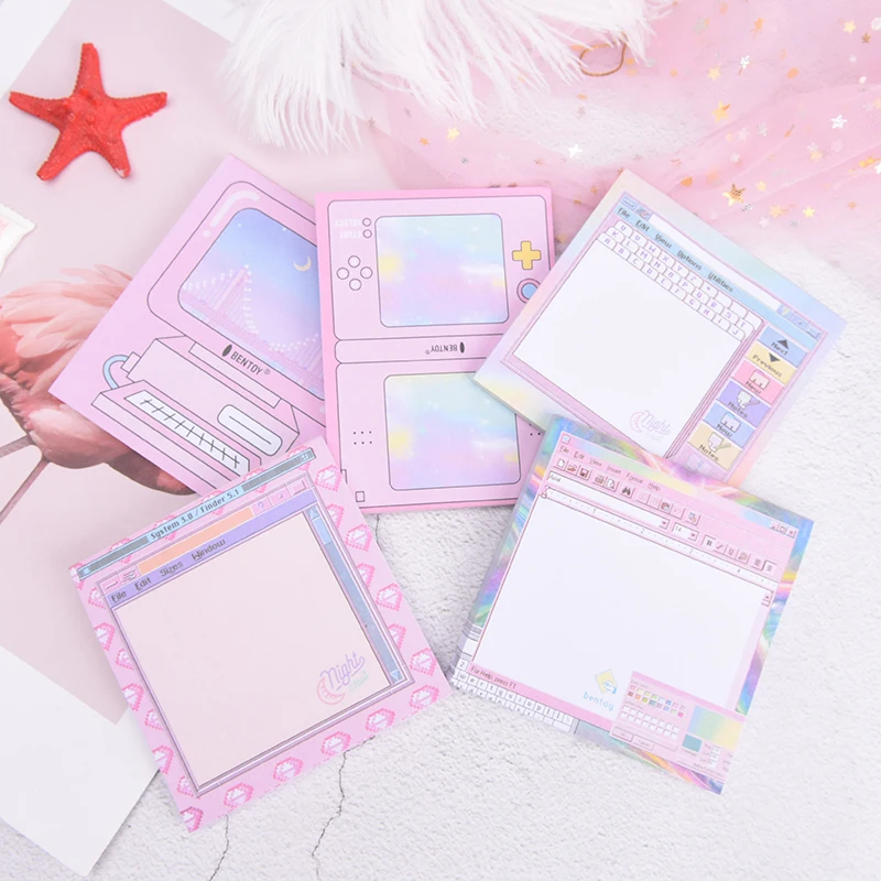 

1pcs N Times Computer Game Model Paper Memo Pad Bookmark Stationery Pink Sticky Notepad Gift Randomly