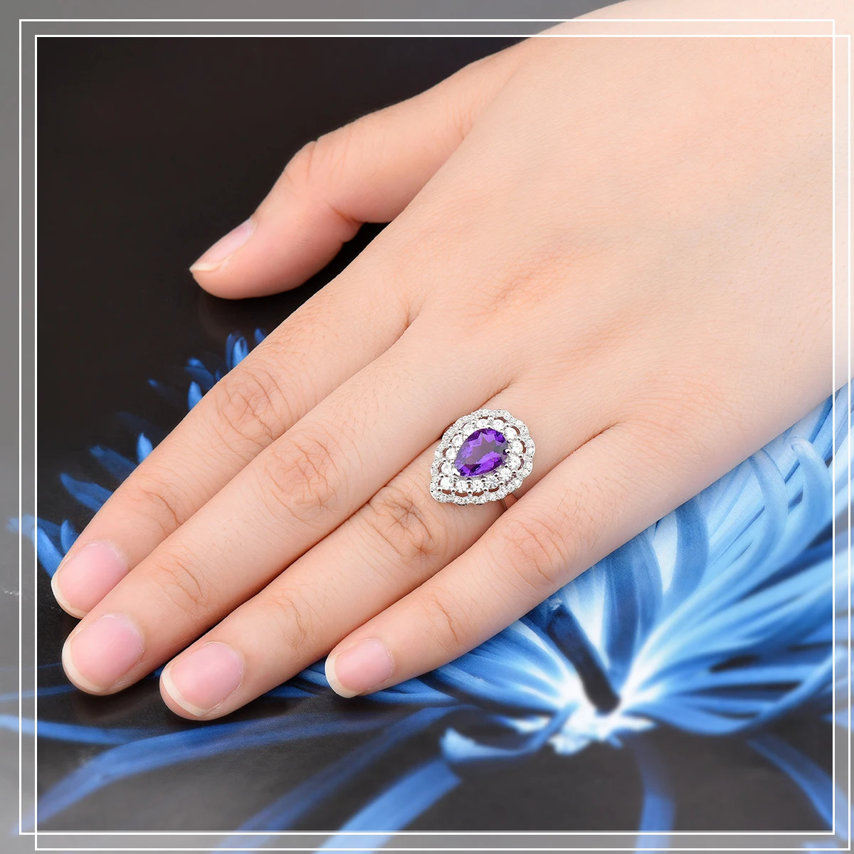 Hutang 1.92ct натуральный аметист регулируемое кольцо Твердые стерлингового серебра 925 драгоценные камни кольца изящные элегантные ювелирные изделия для женщин подарок