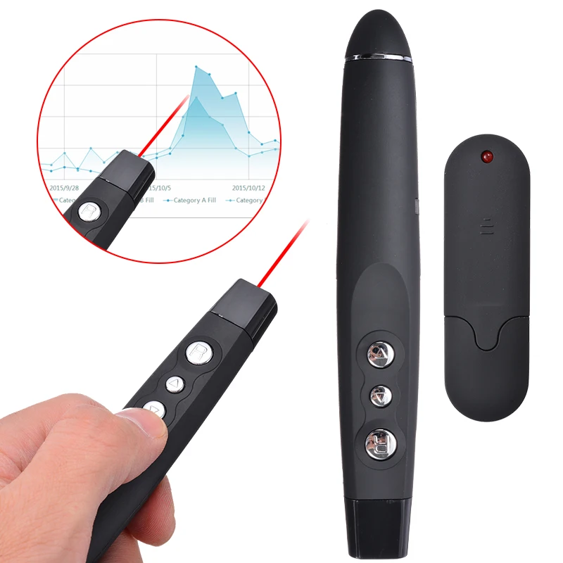 

USB RF Wireless Presenter Pen with Air Mouse Mini PPT Clicker Remote Control Pointer Pen for Lecture Teaching Meeting
