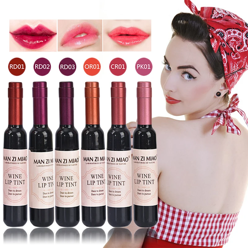 Red Wine Bottle Shape Lip Tint Gloss Sexy Lip Waterproof Women Batom